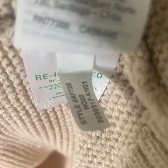 J.Crew Chunky Wool Blend Turtleneck Sweater Womens L Beige Tan Knit Neutral Mini - Picture 7 of 12